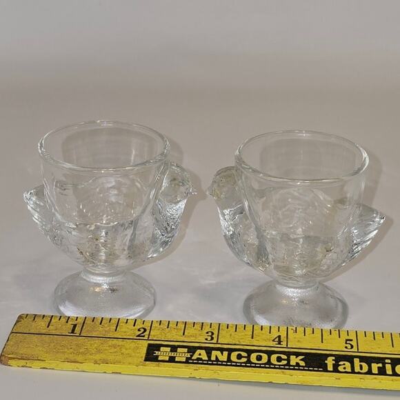 Vintage Luminarc Clear Glass Set of 2 Chicken/Hen Egg‎ Cup no chips or cracks - Picture 1 of 5